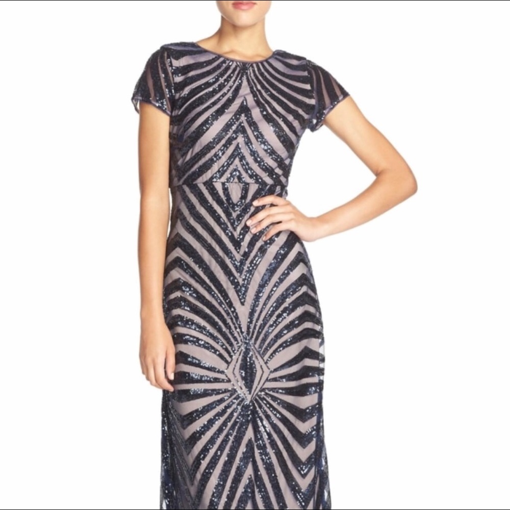 Donna Morgan Blue Sequins Gown